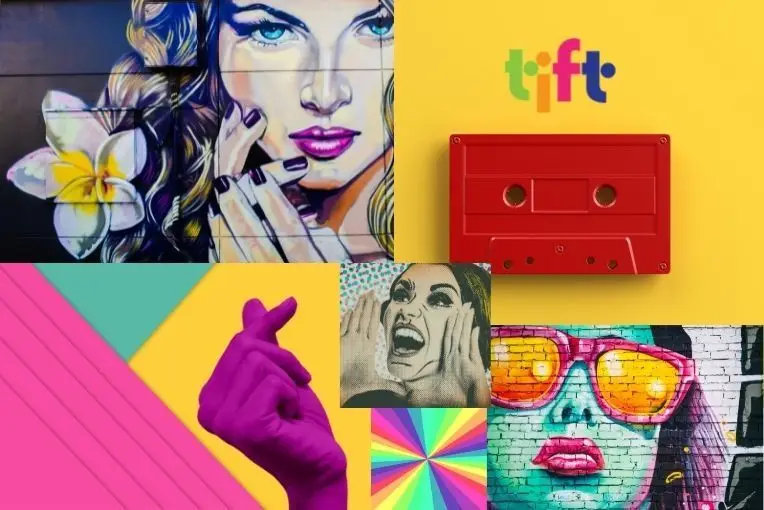 a collage for blog post on popart influence on fashion